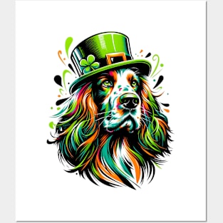 Vibrant English Setter Celebrates Saint Patrick's Day Posters and Art